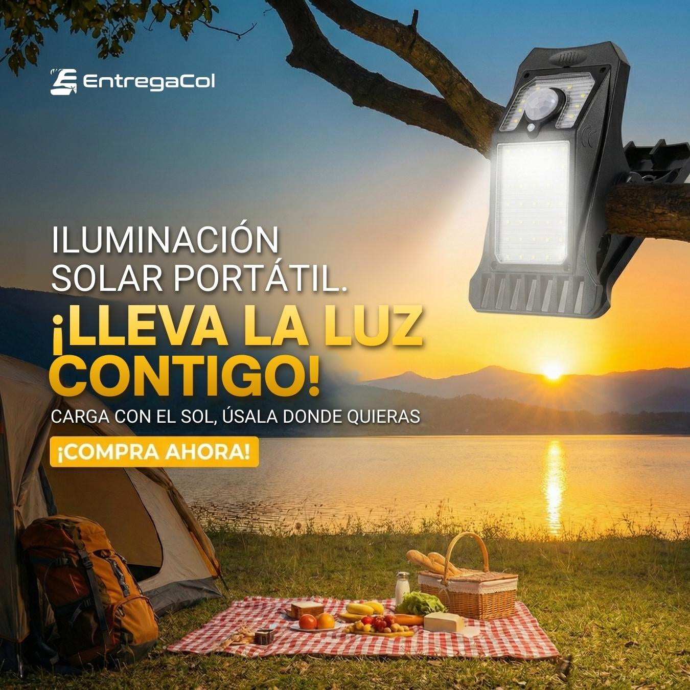 Lámparas Solares Portátiles | Impermeables Luz de Movimiento con Panel Solar, Clip de 72 LED