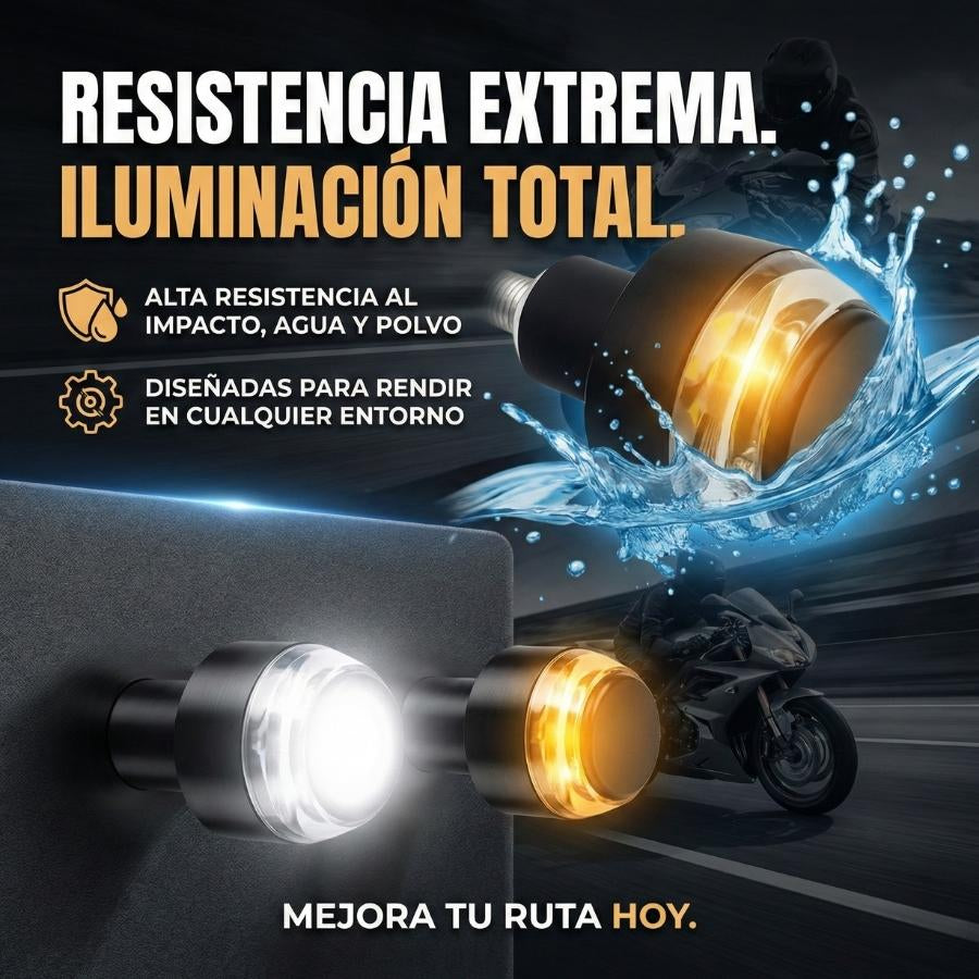 Luz Led Para Manubrio de Motocicletas | Direccionales, Luz De Señal De Giro | Luz Blanca y Luz Ámbar