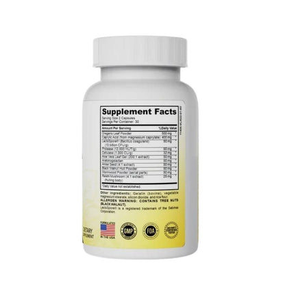 Candida Cleanse - Apoyo para el Intestino y Colon, Fórmula Herbal y Probiótica Avanzada, 60 capsulas - Hoja de Orégano, Ajenjo, Nuez Negra, Ácido Caprílico