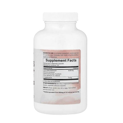 Melena de León con L-Ergotioneína, 120 cápsulas de origen vegetal | Apoyo para la salud cerebral, energética y inmunológica | Sin OMG