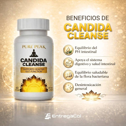 Candida Cleanse - Apoyo para el Intestino y Colon, Fórmula Herbal y Probiótica Avanzada, 60 capsulas - Hoja de Orégano, Ajenjo, Nuez Negra, Ácido Caprílico