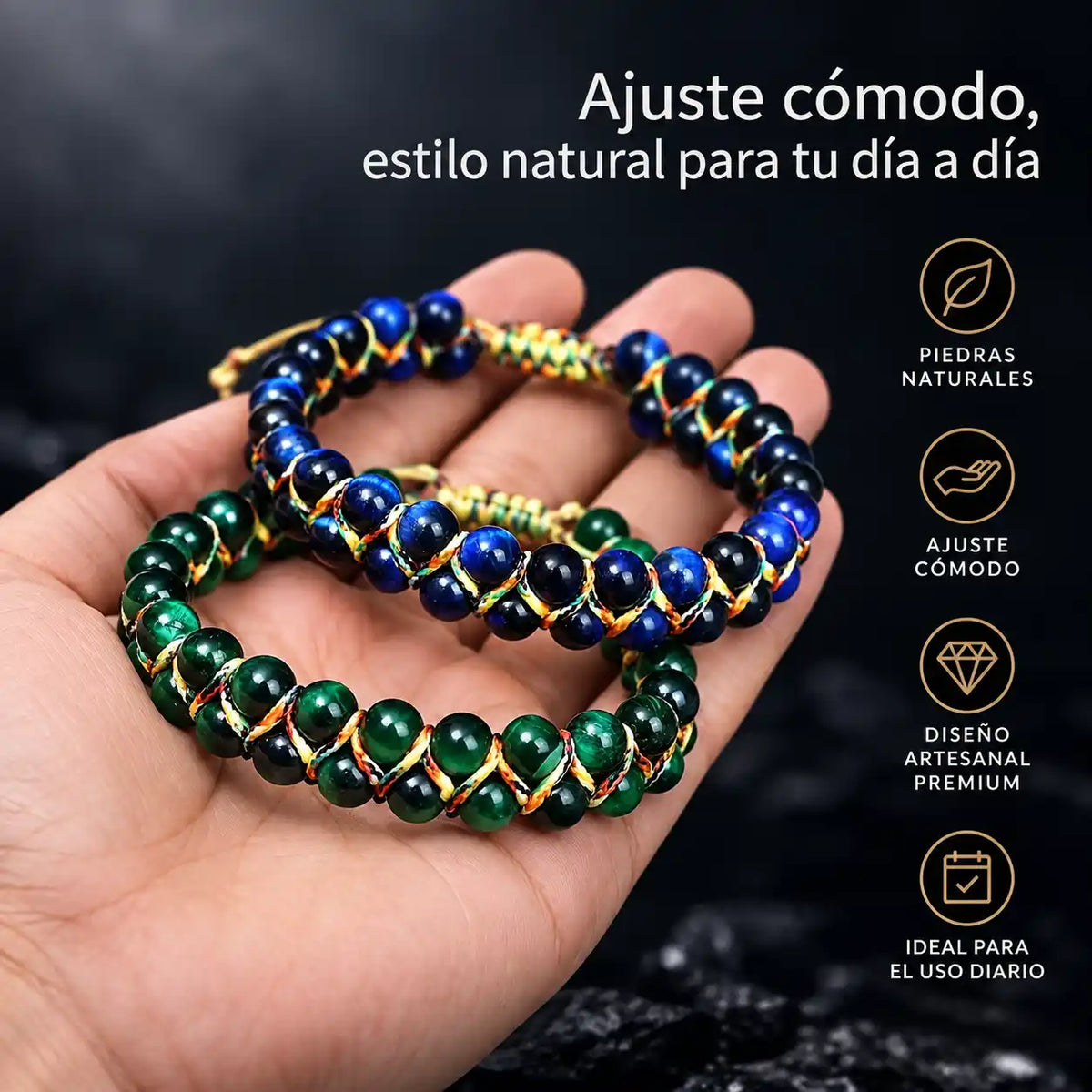 Brazalete Mystic Trenzada con Piedra Natural