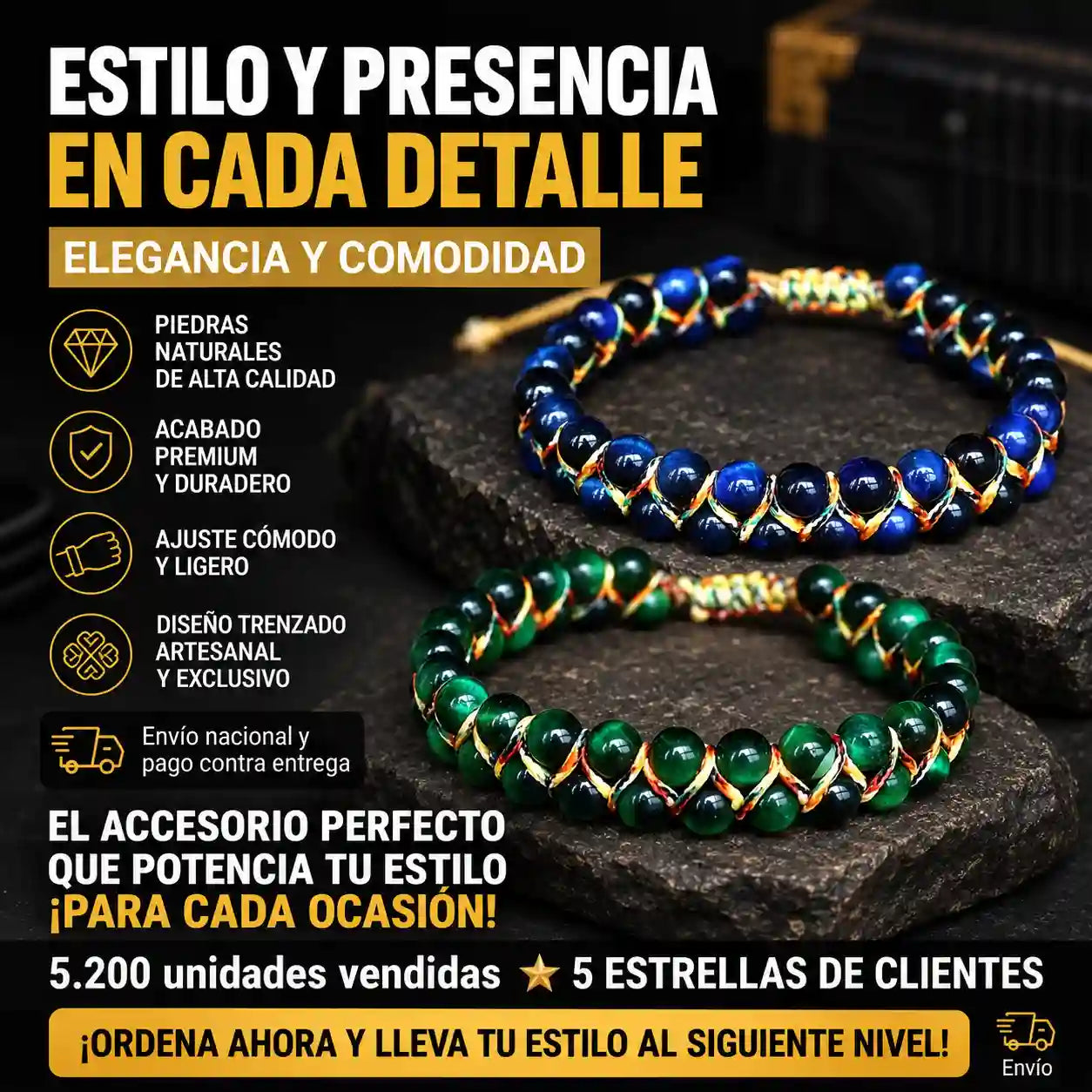 Brazalete Mystic Trenzada con Piedra Natural
