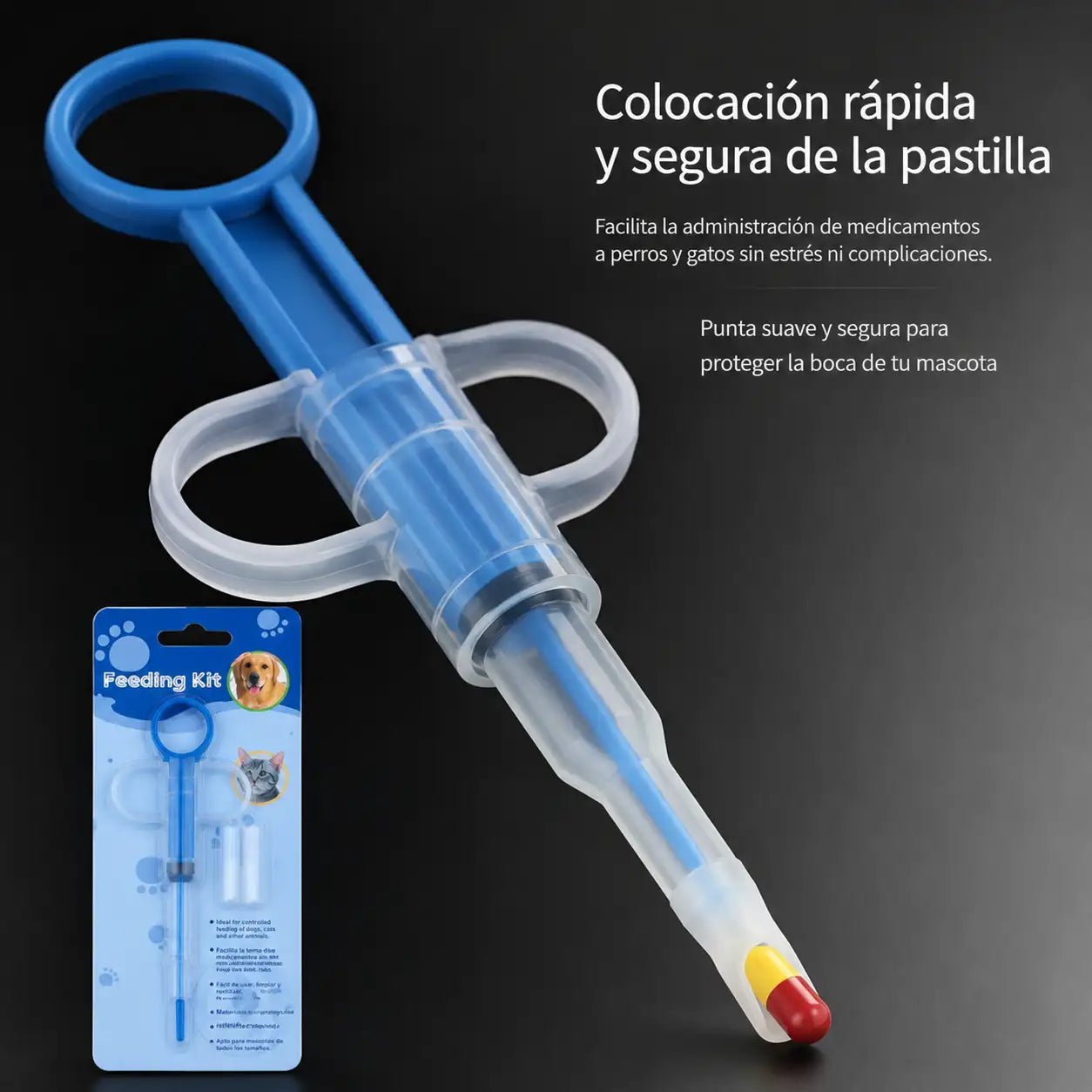 JERINGA DISPENSADORA DE PASTILLAS PARA MASCOTAS 2X1