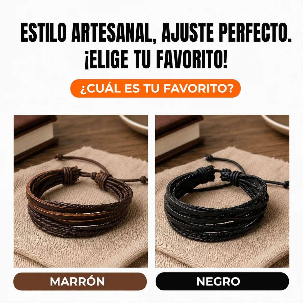 Brazalete Kodiak Leather Artesanal de Cuero Multi-hilo