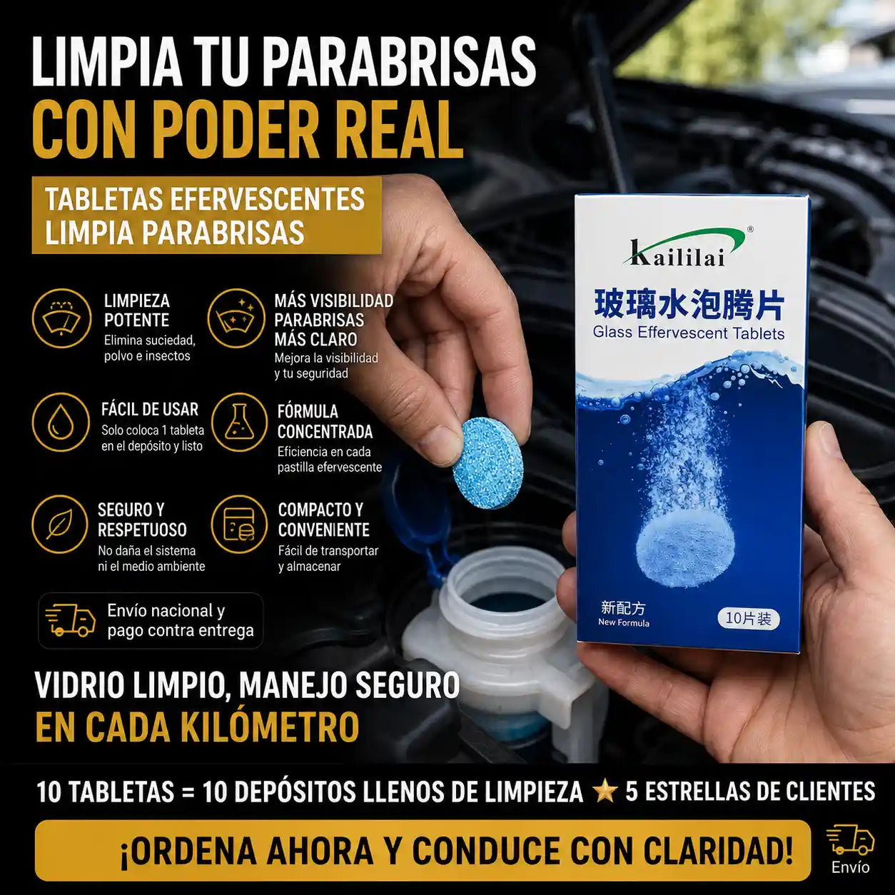 Pastillas Limpia Parabrisas Efervescentes